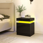 HOMCOM Nightstand for Bedroom - Black - Set of 2-Made of particleboard material