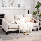 HOMCOM 3 Seater Linen Sofa Couch with Pocket Spring - Beige-Multi-layer board frame for lasting support