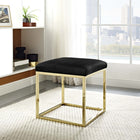 Modway Anticipate Ottoman - Gold/Black-Velvet Polyester Upholstery