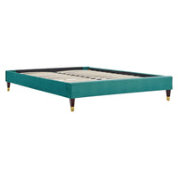Modway Harlow Performance Velvet Full Platform Bed Frame - Teal-Full Platform Bed Frame