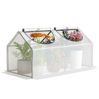 Outsunny 47" x 24" x 24" Portable Mini Tunnel Greenhouse with 2 Windows- Greenhouse with solid steel tube structure   
 