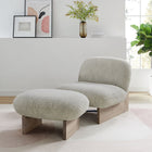 Modway Loyal Boucle Fabric Accent Chair and Ottoman Set - Pearl Oak-Boucle Fabric Upholstery