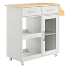 Modway Culinary Kitchen Cart With Spice Rack - White Natural-Modern Kitchen Cart