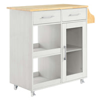 Modway Culinary Kitchen Cart With Spice Rack - White Natural-Modern Kitchen Cart