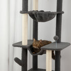 PawHut 89" - 100" Floor-To-Ceiling Cat Tree with Scratching Posts - Grey-Stable base and anti-tipping kit prevent accidents 