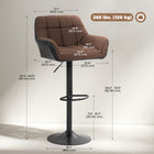 HOMCOM Adjustable Swivel Tufted Fabric Bar Stools - Brown - 2 Pack-The swivel seat allows a free rotation of 360 degrees
