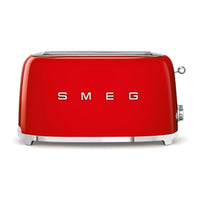 SMEG 4-slice Long Slot Retro Toaster - Red-10 different toasting levels for best results, defrost function, reheat function, bagel function to toast only one side of the slice
