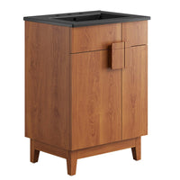 Modway Miles 24" Bathroom Vanity - Black/Walnut-Particleboard & Melamine Laminate