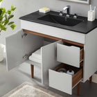 Modway Harvest 36" Bathroom Vanity - Grey/Black-Mahogany Wood Tapered Legs