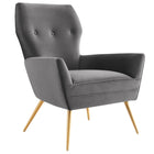 Modway Renata Button Tufted Performance Velvet Armchair - Grey-Retro Glam Armchair