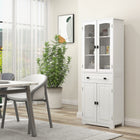 HOMCOM 63" H Kitchen Pantry Cabinet with Adjustable Shelves and Glass Door - White-5-tier shelving gives you lots of space to store dishes, pots and pans, dry goods or appliances 