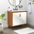 Modway Energize 36" Bathroom Vanity - Cherry-White-White-Metal Hairpin Legs
