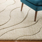 Modway Jubilant Abound Abstract Swirl Shag Area Rug - 5 ft W x 8 ft L - Creame/Beige-Gripping Jute Fabric Underside