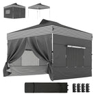 Outsunny 10 ft W x 10 ft L Pop Up Canopy Tent with 1-Button Push Setup - Dark Grey-One-push pop up canopy design enables tool-free gazebo setup in 30 minutes