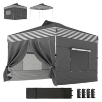 Outsunny 10 ft W x 10 ft L Pop Up Canopy Tent with 1-Button Push Setup - Dark Grey-One-push pop up canopy design enables tool-free gazebo setup in 30 minutes