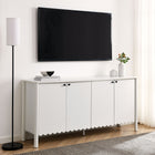 Modway Emmeline 66" 4-Door Scalloped Sideboard Cabinet - White-Adjustable Shelf