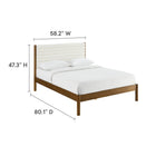 Modway Olea Channel Tufted Boucle Solid Wood Full Platform Bed - Feather Walnut-Weight Capacity: 500 lbs