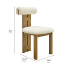 Modway Torian Boucle Fabric Dining Chair - French Oak Ivory - Set of 2-Rubberwood Frame