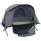 Outsunny Camping Tent Cot with Self-Inflating Air Mattress and Carry Bag for 1 Person-Multifunctional camping set includes a camping tent, an elevated cot, and a self-inflating air mattress 