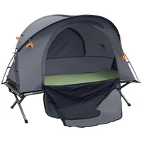 Outsunny Camping Tent Cot with Self-Inflating Air Mattress and Carry Bag for 1 Person-Multifunctional camping set includes a camping tent, an elevated cot, and a self-inflating air mattress 