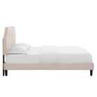 Modway Sienna Performance Velvet Full Platform Bed with Black Wood Legs - Pink-Assembly Required