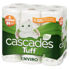 Cascades Tuff Enviro Jumbo Kitchen Roll Paper Towels - 100% recycled - 105 Sheets - White - 4 Packs of 6 Rolls - 24 Rolls-Sheet size: 27.4 cm x 13.7 cm