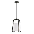 Hudson&Canal Marduk 11" Wide Pendant with Fabric Shade - Blackened Bronze/White-Mid-century modern design for your entryway, foyer, or kitchen
