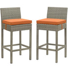 Modway Conduit Outdoor Patio Wicker Rattan Bar Stool - Light Gray Orange - Set of 2-Modern Outdoor Bar Stool