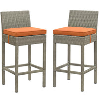 Modway Conduit Outdoor Patio Wicker Rattan Bar Stool - Light Gray Orange - Set of 2-Modern Outdoor Bar Stool