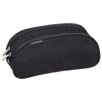 Merangue Nylon Dual Zipper Oblong Case - 22.5cm L x 10.5cm W - Black-Pencil Case