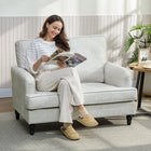 HOMCOM 45" Accent Chair with Turned Legs - Wide Seat for Living Room - Cream/White-Rubberwood legs with anti-slip pads ensure stability 
