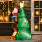 HOMCOM 6' Lit Inflatable Christmas Tree with Santa Claus and Dog Decoration-Weather-resistant polyester cloth is certified IP44 for indoor and outdoor use 