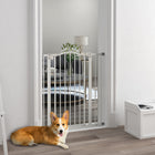 PawHut 29"-34" Pet Gate with Door Pressure Fit Dog Gate for Stairs - White-Double locking system for extra security