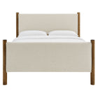 Modway Maven Full Size Fabric Upholstered Platform Bed - Ivory Walnut-Wood Slat Support