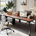 HOMCOM 78.7" Large Computer Desk - Rustic Brown-Accommodates unlimited size computer monitors