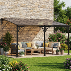 Outsunny 13 ft W x 10 ft L Lean to Gazebo - Hardtop Wall Mounted Outdoor Pergola - Brown-Sloped roof prevents water pooling and supports snow loads