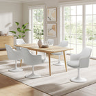 Modway Lippa Swivel Dining Vegan Leather Armchair - White White-Slightly Reclined Back
