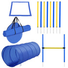 PawHut Dog Outdoor Exercise Training Set with Tunnel, 8 Weave Poles, High Jumper-Competitive agility starter kit provides interactive fun and exercise for the dog and owner 