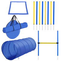 PawHut Dog Outdoor Exercise Training Set with Tunnel, 8 Weave Poles, High Jumper-Competitive agility starter kit provides interactive fun and exercise for the dog and owner 