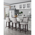 Manhattan Comfort Emperor 19" Traditional Faux Leather Upholstered Bar Stool - Light Grey - 2 Pack-Frame Made of Solid Beech Wood with Rich Walnut Finish
