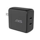 AXS 65W PROCharge Dual Port PD Compact GRS Wall Charger - Black-High Power Efficiency: Smart charge chip adjusts power output based on device requirements