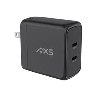 AXS 65W PROCharge Dual Port PD Compact GRS Wall Charger - Black-High Power Efficiency: Smart charge chip adjusts power output based on device requirements