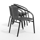 Flash Furniture Grey Rattan Indoor-Outdoor Restaurant Stack Chair-Integrated Arms