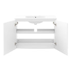 Modway Bryn 36" Wall-Mount Bathroom Vanity - White-8" Centerset Faucet Holes