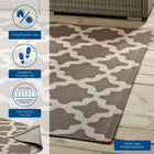 Modway Cerelia Moroccan Trellis Indoor/Outdoor Area Rug - 9 ft W x 12 ft L - Light/Dark Beige-Gripping Rubber Underside
