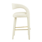 Modway Pinnacle Performance Velvet Bar Stool - Ivory Gold - Set of 2-Weight Capacity: 330 lb