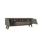 Manhattan Comfort Marcus 70.86" Mid-Century Modern TV Stand - Grey and Nature-Includes 4 Fixed Shelves and 1 Wide Drawer