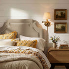 Modway Magnolia Stain-Resistant Performance Velvet Twin Size Headboard - Taupe/Almond-Scalloped Silhouette