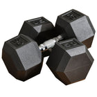 Soozier 50 lb Hex Dumbbell Set with Non-Slip Handles - Set of 2-Curved, textured handles improve grip and safety