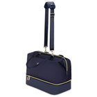SwissGear Weekender Tote Bag - 15" x 19" - Navy with Gold-Gladstone-style wire-framed wide opening for easy packing